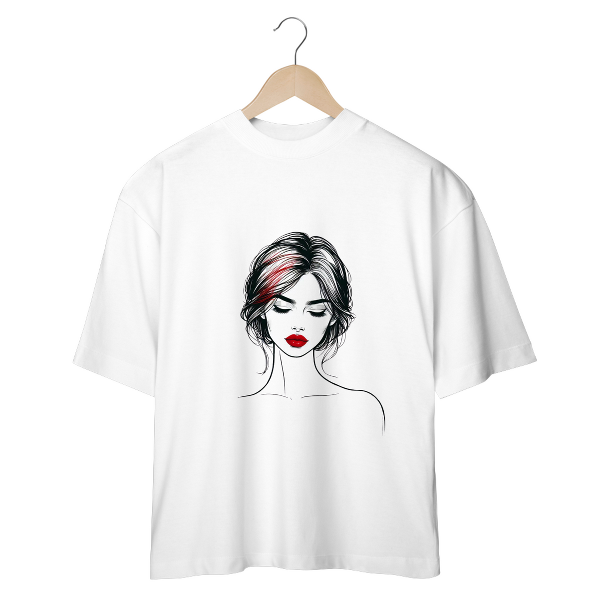 Nome do produto: CAMISETA - T SHIRT OVERSIZED - MULHER BATOM VERMELHO