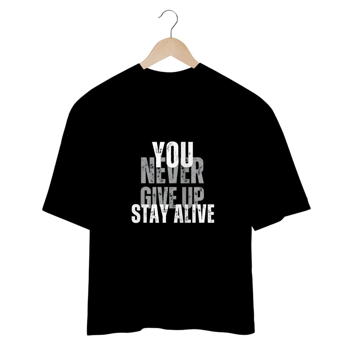 Nome do produto: CAMISETA - T SHIRT - OVERSIZED - YOU NEVER GIVE UP