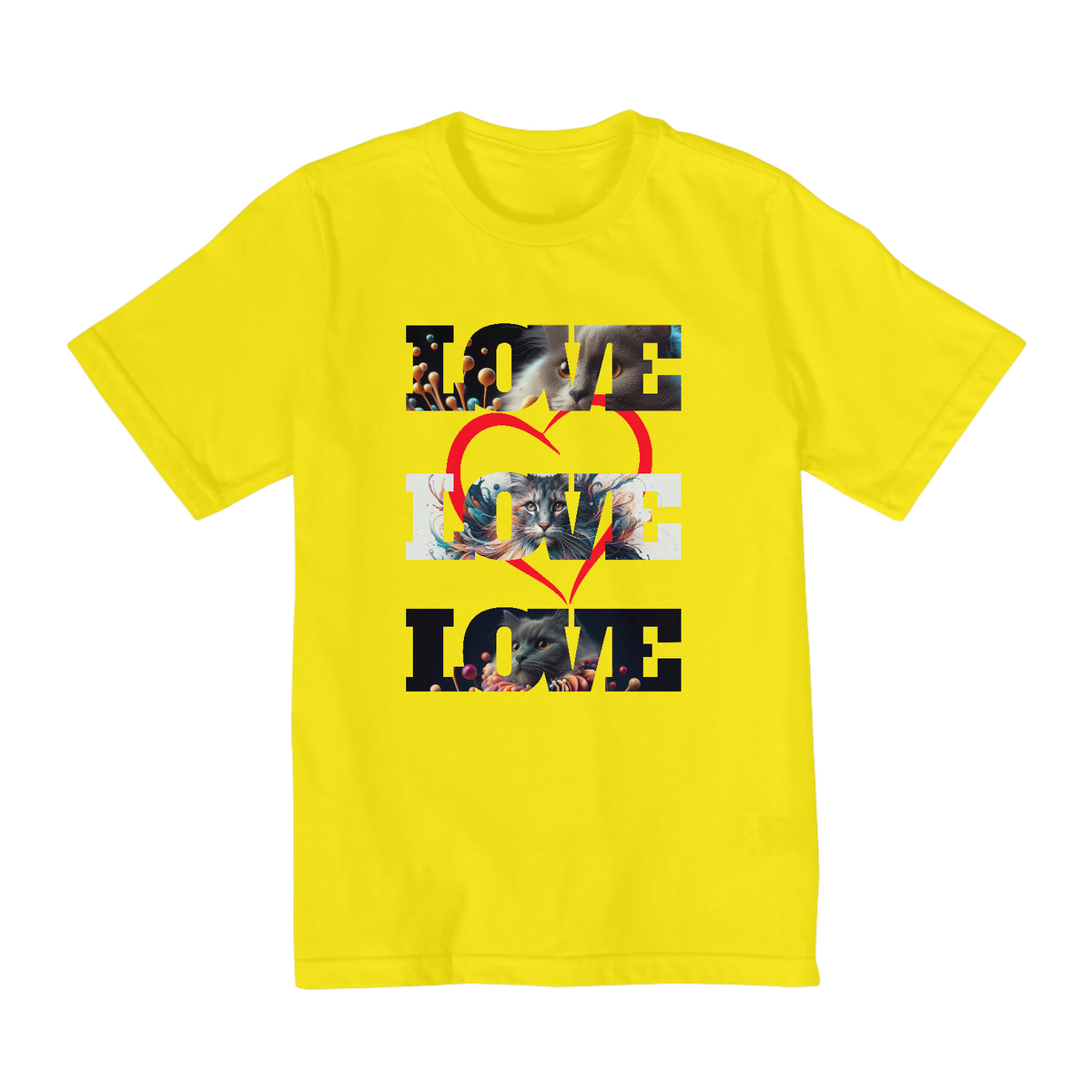 Nome do produto: Camiseta infantil - 3 Love Cats