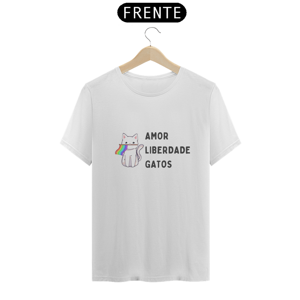 Nome do produto: Camiseta - Amor, Liberdade, Gatos