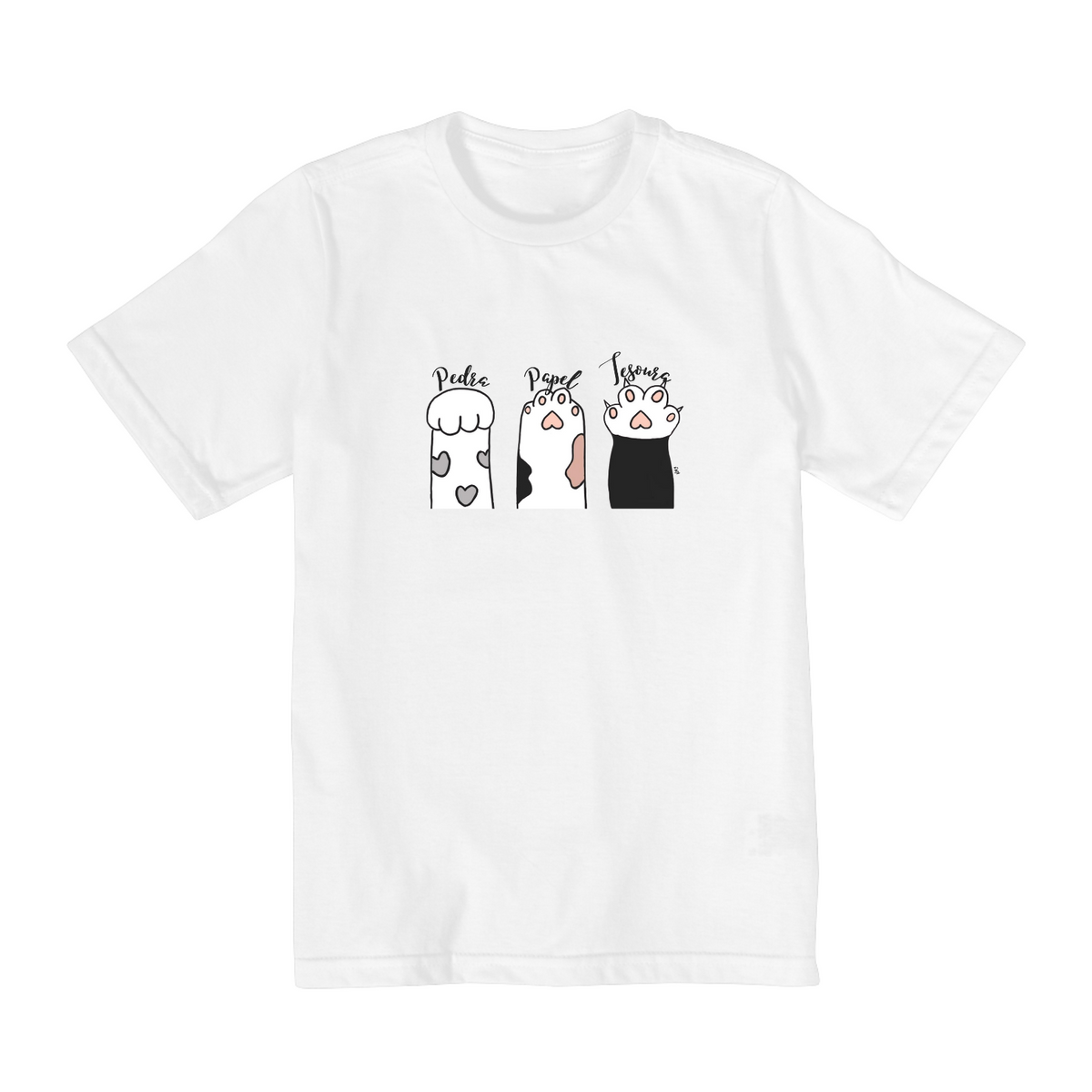 Nome do produto: Camiseta Infantil (2 a 8 anos) - Pedra, papel, tesoura