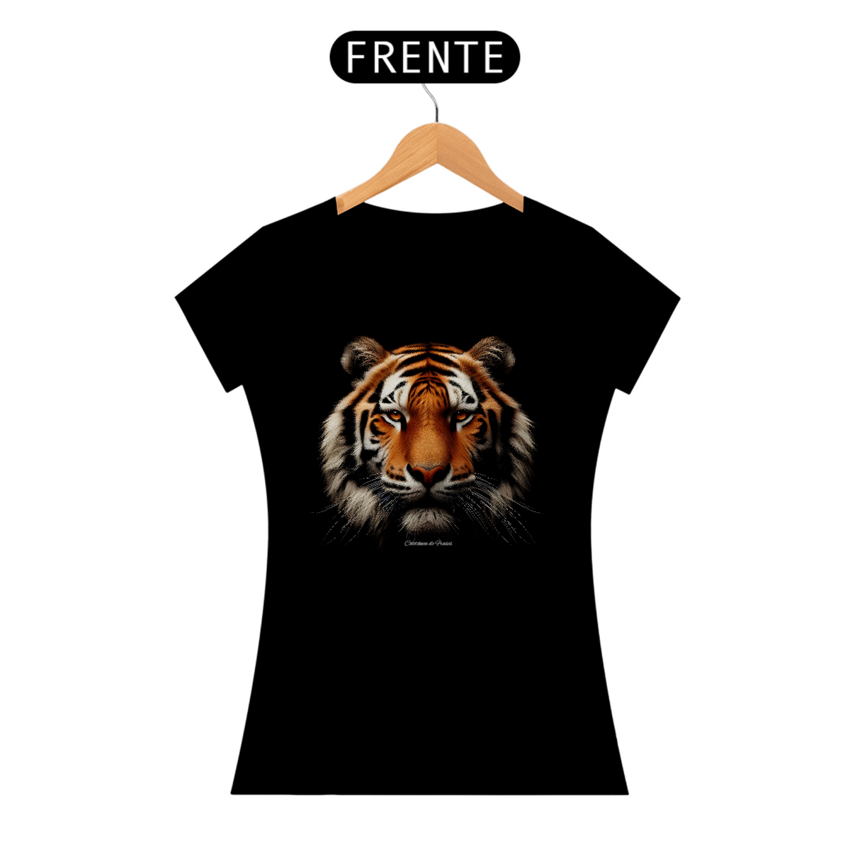 Nome do produto: Camiseta Preta Baby Look Tigre Ares