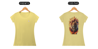 Nome do produtoCAMISETA FEM BABY LONG ESTONADA - LEÃO - COLEÇÃO ARQUÉTIPOS