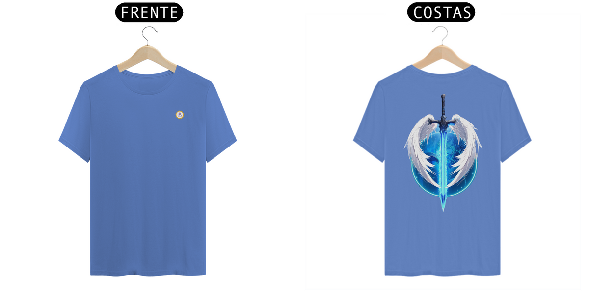 Nome do produto: T-SHIRT UNISSEX ESTONADA - ESPADA ARCANJO MIGUEL -  COLEÇÃO 7 RAIOS