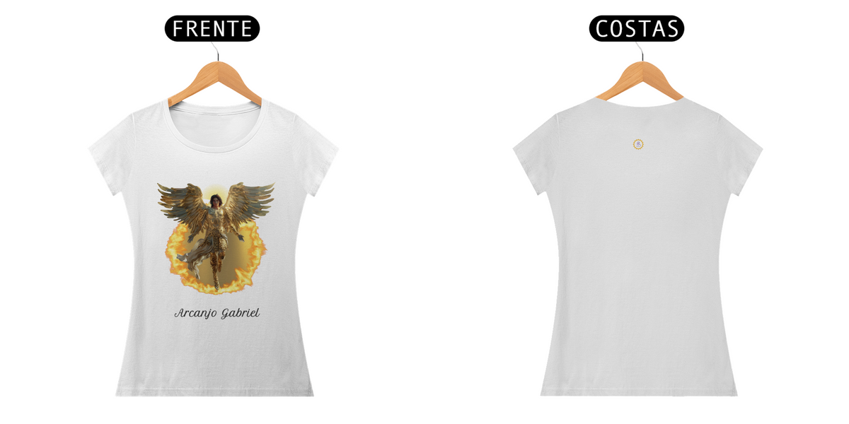 Nome do produto: CAMISETA FEM BABY LONG PRIME - ARCANJO GABRIEL - COLEÇÃO 7 RAIOS