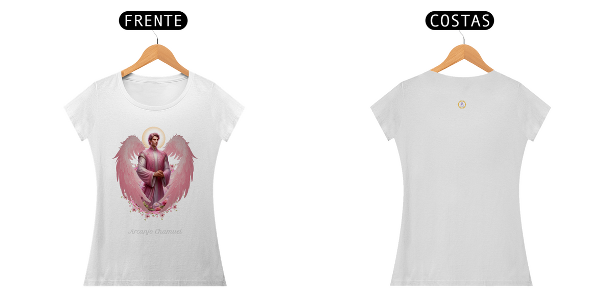 Nome do produto: CAMISETA FEM BABY LONG QUALITY - ARCANJO CHAMUEL - COLEÇÃO 7 RAIOS