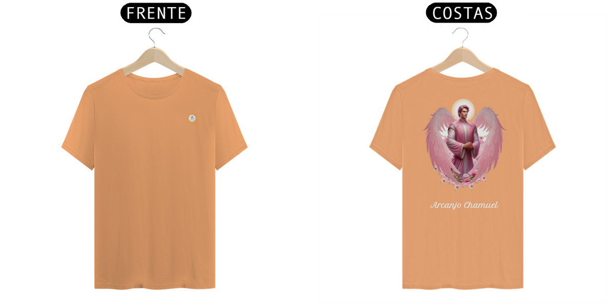 Nome do produto: T-SHIRT ESTONADA UNISSEX - ARCANJO CHAMUEL - COLEÇÃO 7 RAIOS