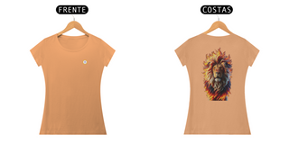 Nome do produtoCAMISETA FEM BABY LONG ESTONADA - LEÃO - COLEÇÃO ARQUÉTIPOS