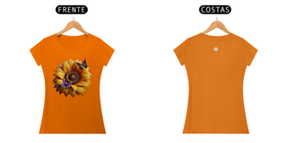 Nome do produtoCAMISETA FEM BABY LONG QUALITY - GIRASSOL e BORBOLETAS - COLEÇÃO RAIO SOLAR