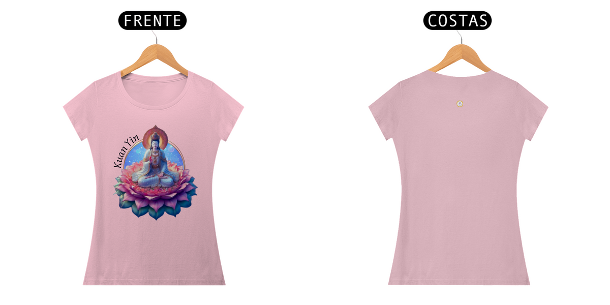 Nome do produto: CAMISETA FEM BABY LONG PIMA - KUAN YIN - COLEÇÃO 7 RAIOS