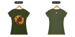 Nome do produtoCAMISETA FEM BABY LONG QUALITY - GIRASSOL e BORBOLETAS - COLEÇÃO RAIO SOLAR