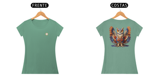 Nome do produtoCAMISETA FEM BABY LONG ESTONADA 0- CORUJA, OWL - COLEÇÃO ARQUÉTIPO