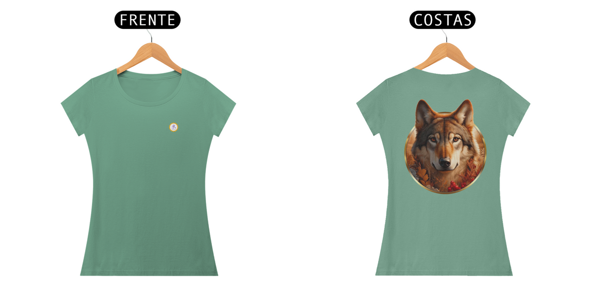 Nome do produto: CAMISETA BABY LONG ESTONADA - LOBO - COLEÇÃO ARQUÉTIPOS