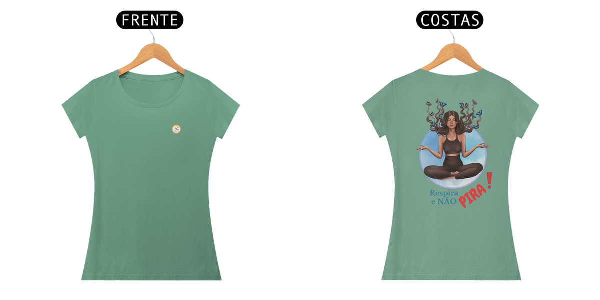 Nome do produto: CAMISETA FEM BABY LONG ESTONADA - MEDITAÇÃO - COLEÇÃO ZEN