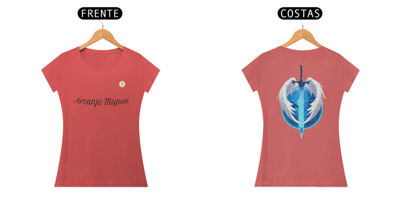 CAMISETA FEM BABY LONG ESTONADA - ARCANJO MIGUEL - COLEÇÃO 7 RAIOS