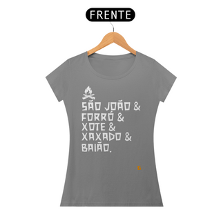 Nome do produtoCamisa Feminina São João & Forró - Texto Branco