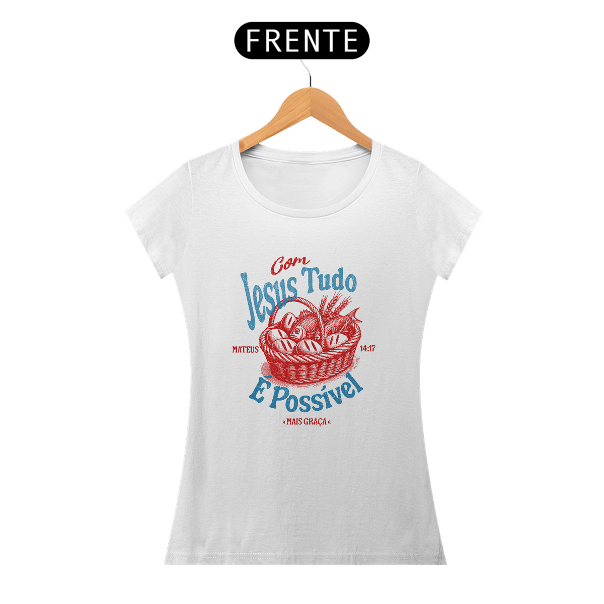 Nome do produto: Camiseta Feminina Com Jesus Tudo É Possível