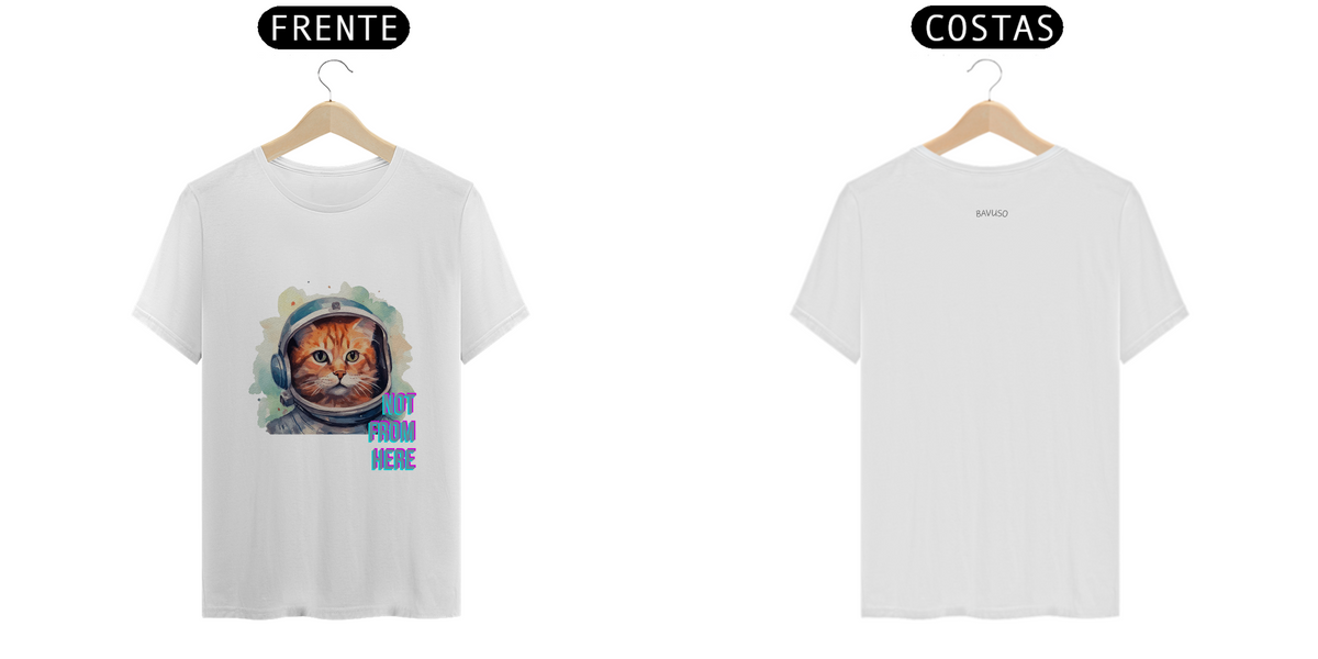 Nome do produto: T-Shirt Tecido Premium Prime Gato Espacial