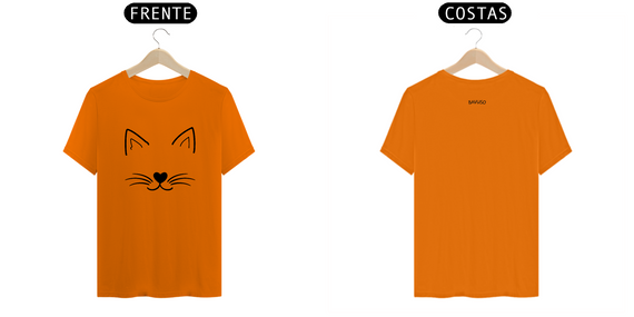 T-Shirt Casual Quality Orelha e Bigode Gatinho Estampa Preta 