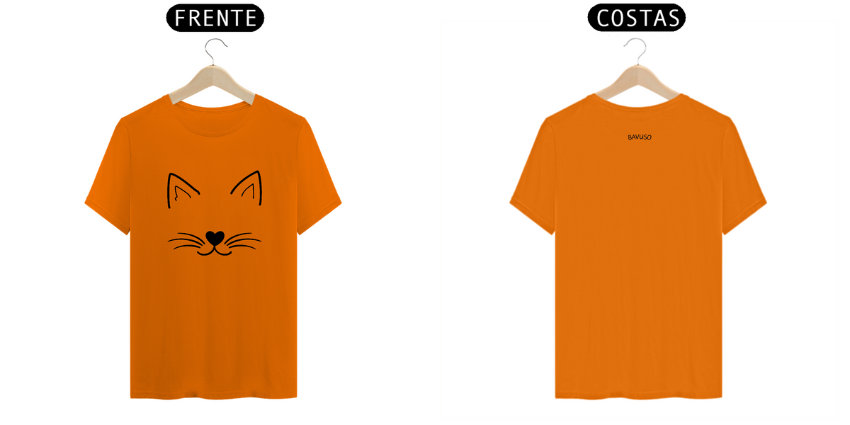 Nome do produto: T-Shirt Casual Quality Orelha e Bigode Gatinho Estampa Preta 