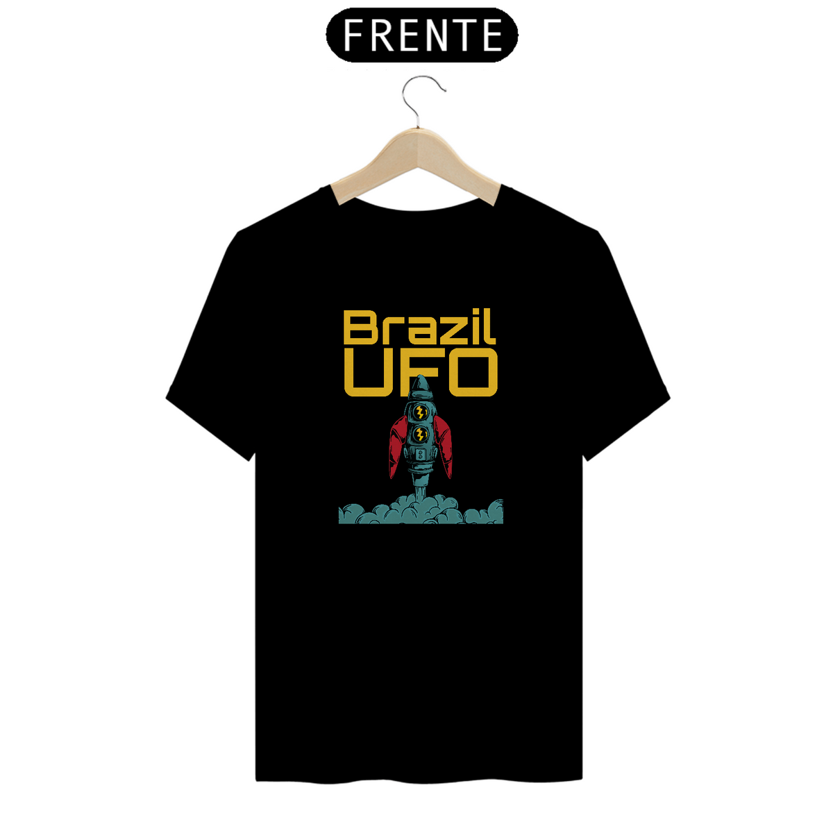 Nome do produto: CAMISETA CLASSIC - FOGUETE - BRAZIL UFO