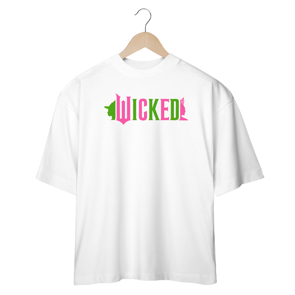 Nome do produto: Camiseta Oversized - Wicked Movie (Pink And Green)