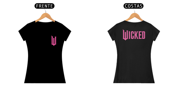 Camiseta - Wicked Logo Lateral Pink (Frente e Costas)