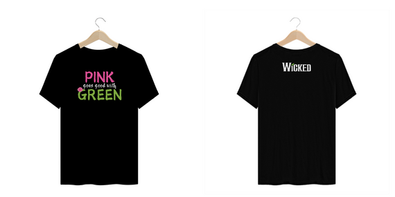 Camiseta Plus Size - Pink Goes Good With Green (Frente e Costas)