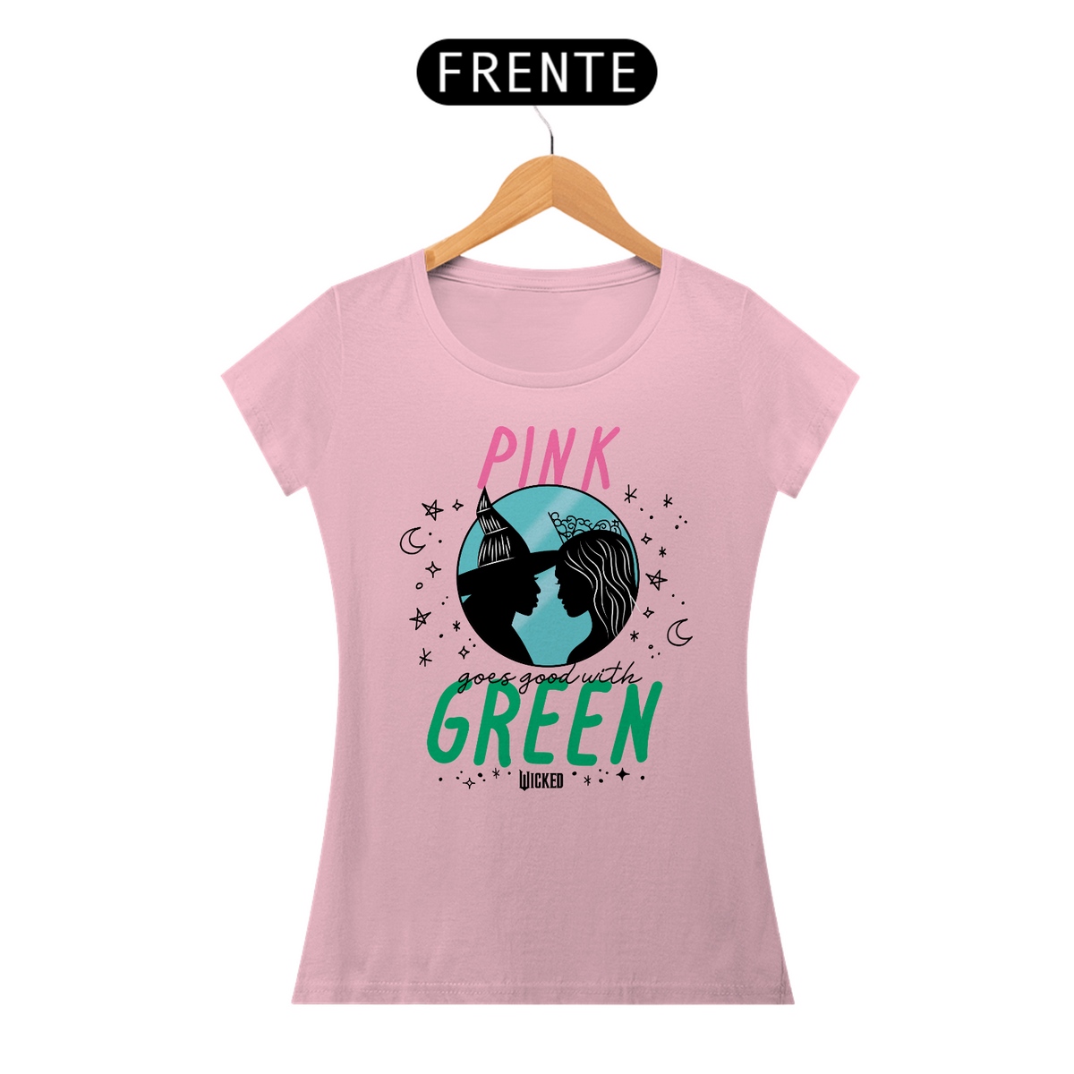 Nome do produto: Camiseta Feminina (Algodão Peruano) - Pink Goes Good With Green