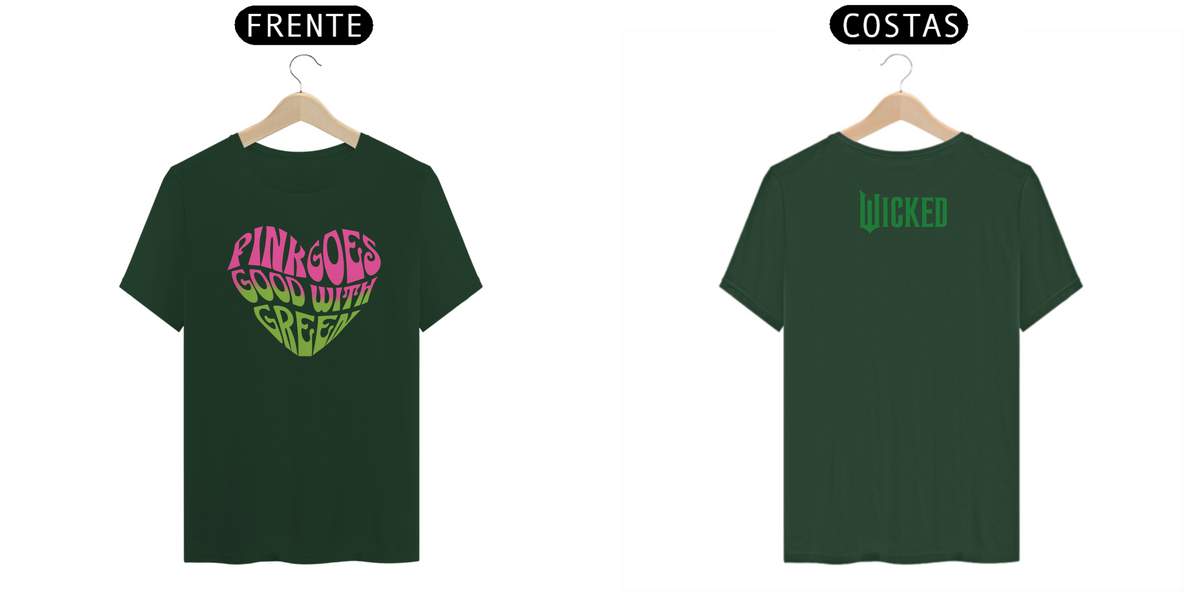 Nome do produto: Camiseta (Algodão Peruano) - Pink Goes Good With Green