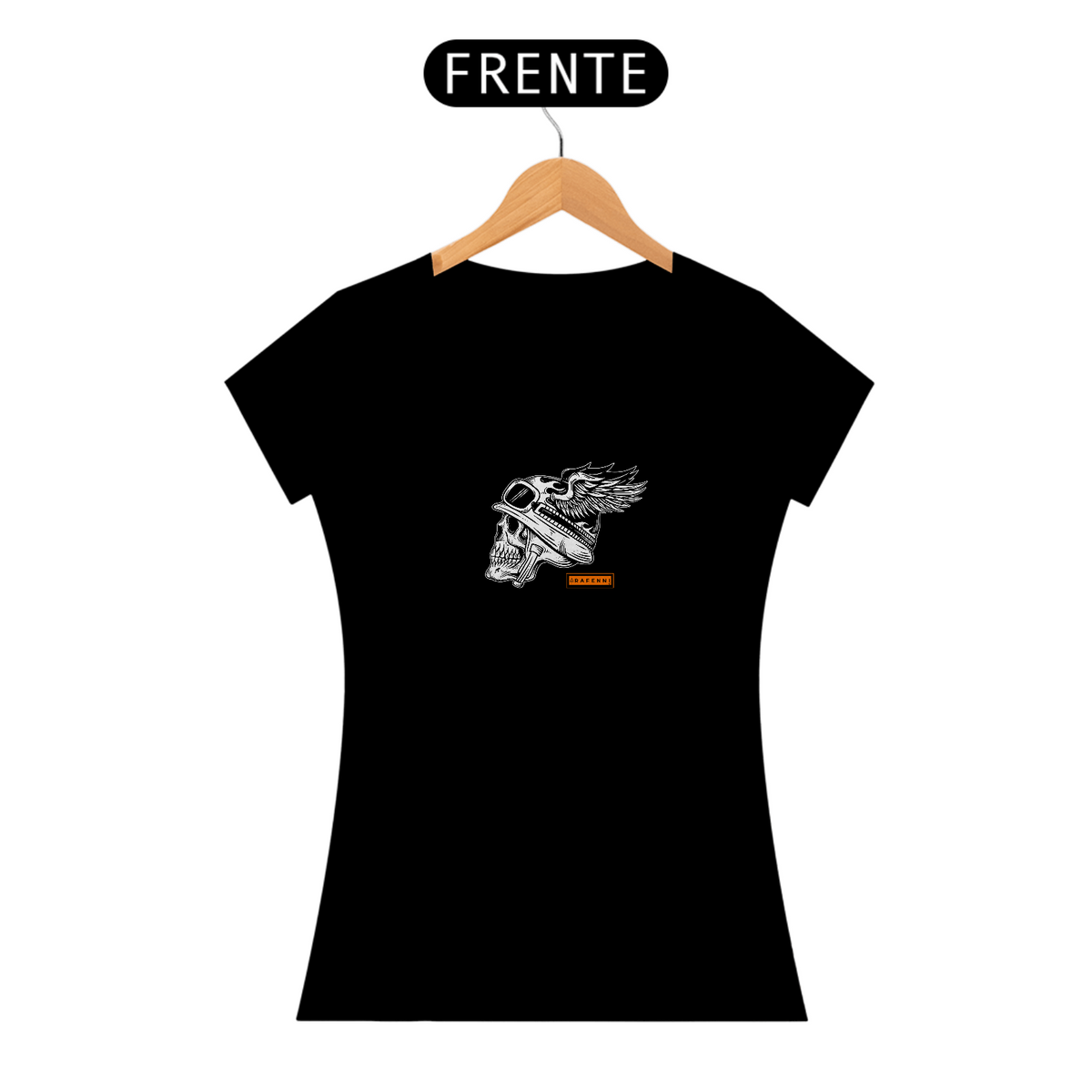 Nome do produto: T-Shirt Classic Rafenni Feminina Caveira Alada