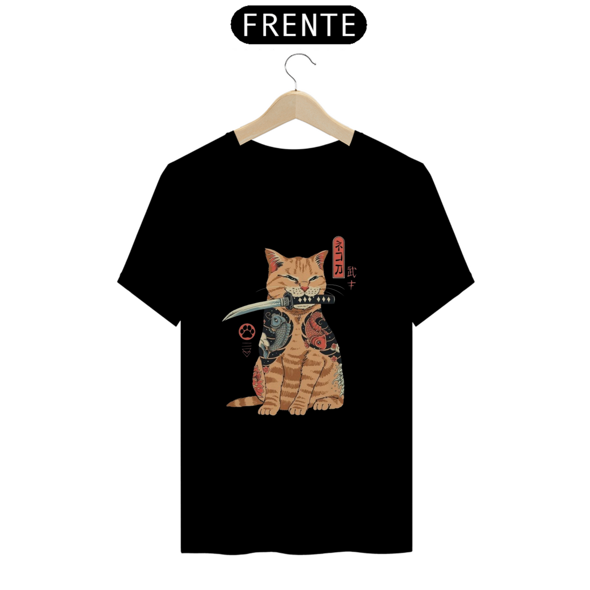 Nome do produto: Camiseta masculina preta gato