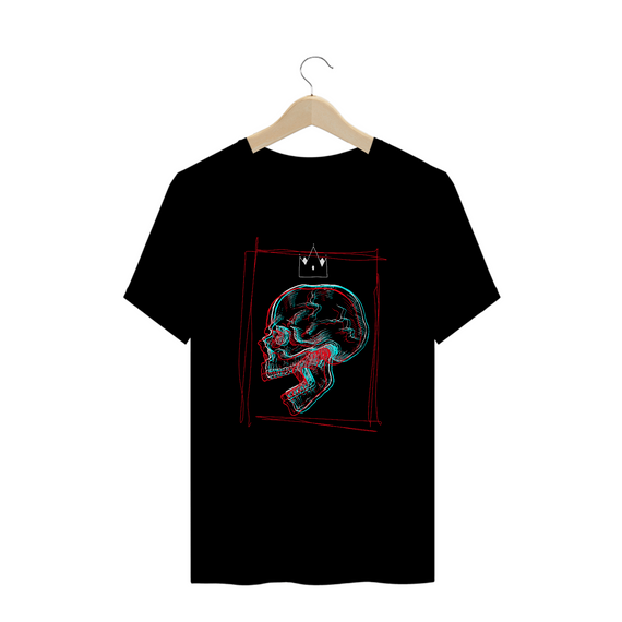 Camiseta com ilustração de caveira rabiscada 3d