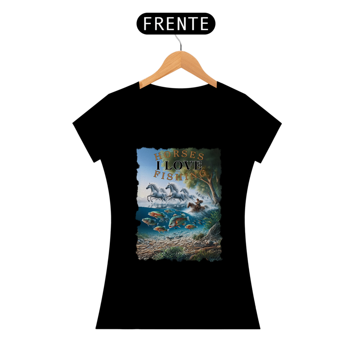Nome do produto: Camiseta Baby Long Prime (fem) Horses and Fishing
