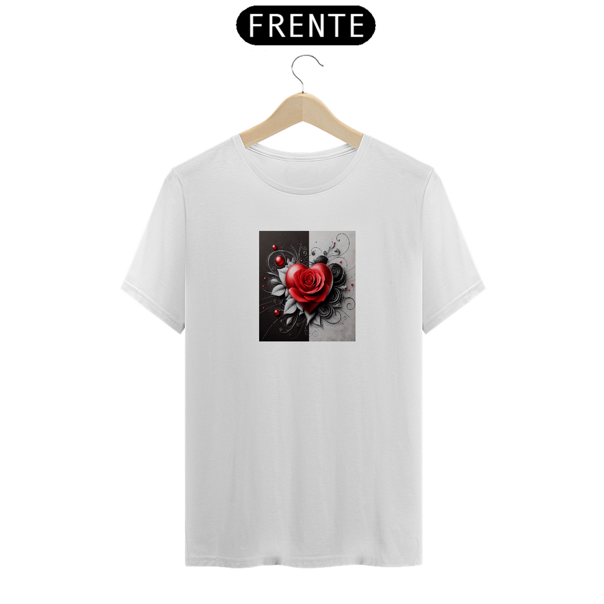 Nome do produto: Camiseta Coração em Flor