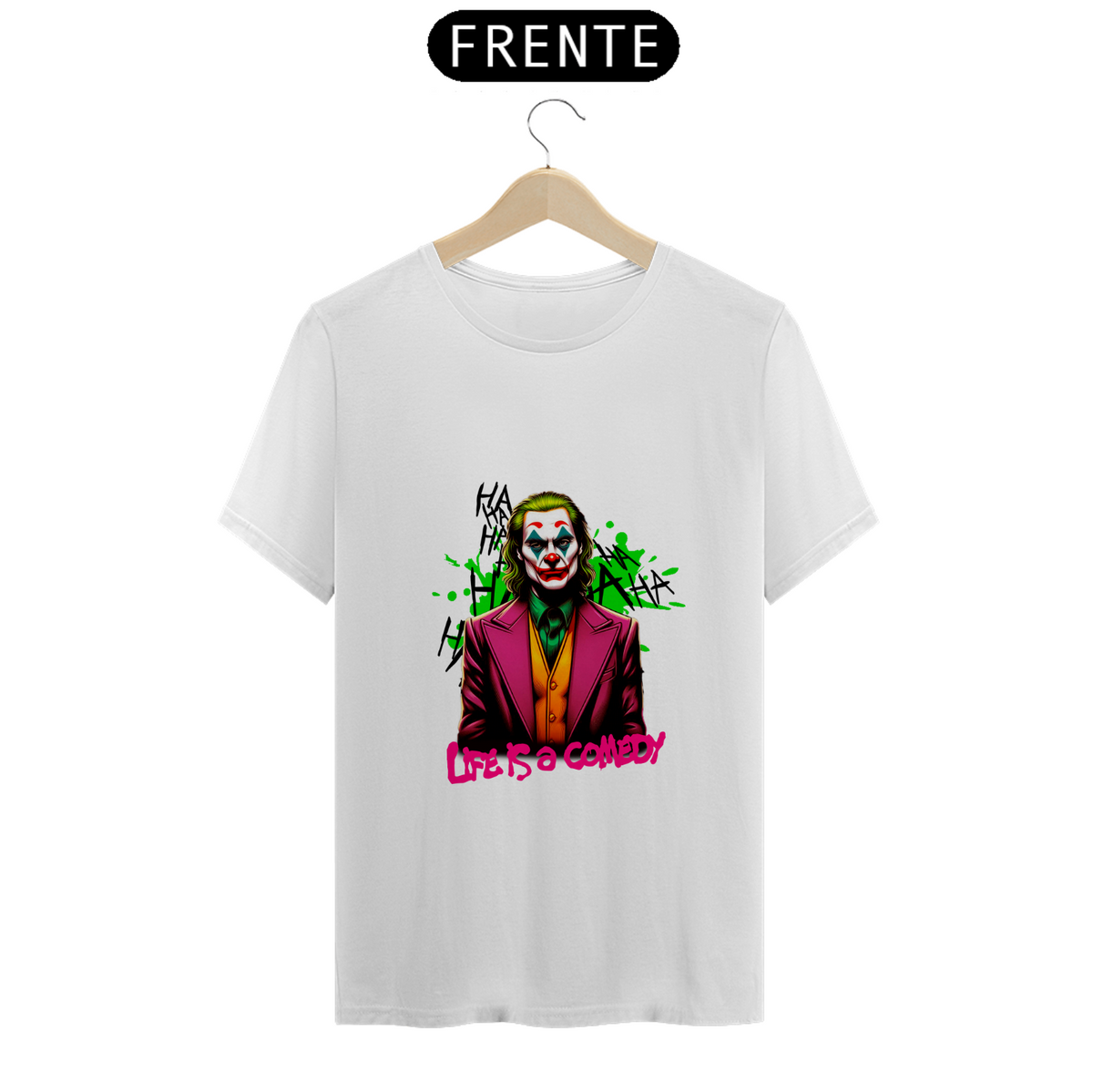 Nome do produto: Camiseta Joker Branca  - Life is a comedy