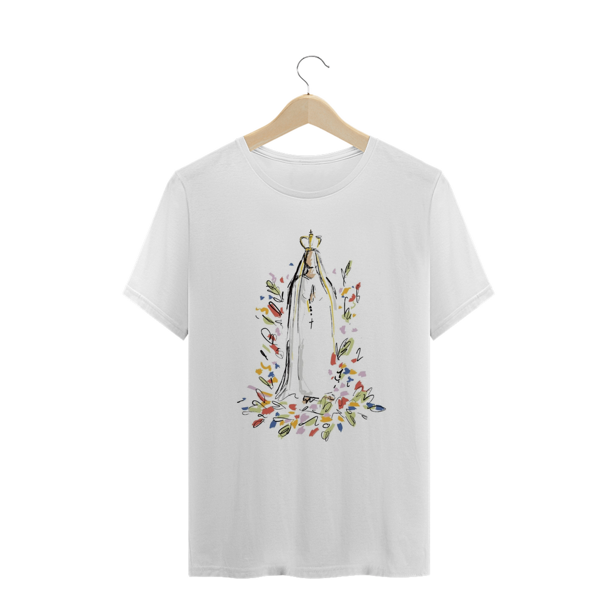 Nome do produto: Camiseta Plus Size Nossa Senhora de Fátima