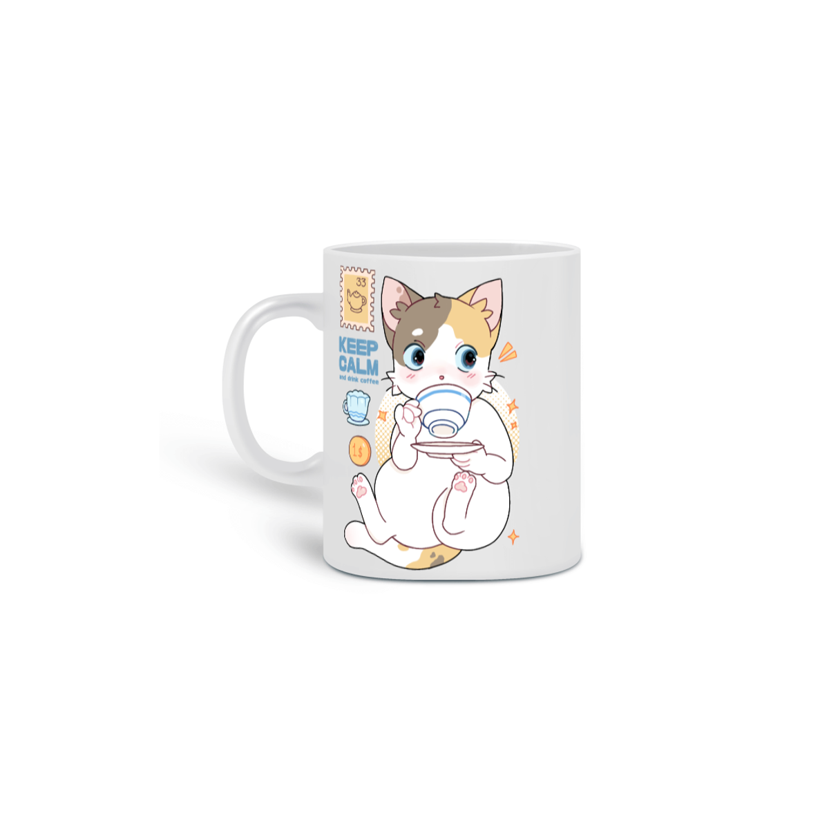 Nome do produto: Caneca gatinho tomando café