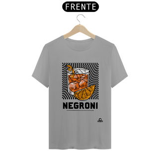 Nome do produtoCamiseta de barman com estampa do famoso coquetel Negroni.