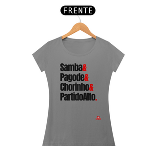 Nome do produtoCamiseta feminina de samba com frase 