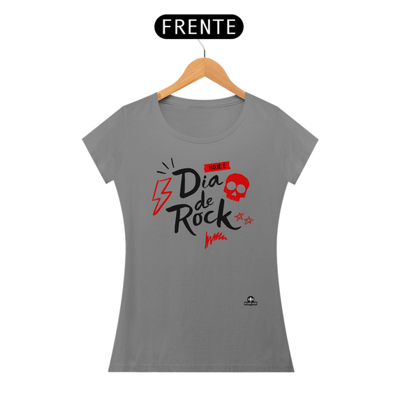 Camiseta feminina rock caveira com frase 