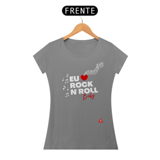 Nome do produtoCamiseta feminina de rock estilizada com a frase 