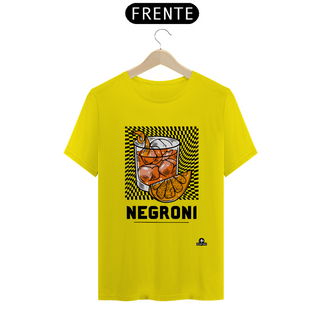 Nome do produtoCamiseta de barman com estampa do famoso coquetel Negroni.