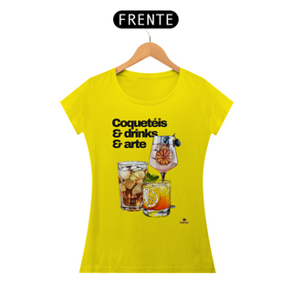 Nome do produtoCamiseta feminina de barman com coqueteis, drinks e arte, com estampa de lindos e deliciosos drinks.