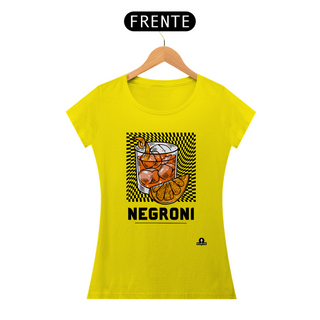 Nome do produtoCamiseta de barman com estampa do famoso drink Negroni.