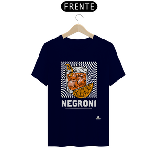 Nome do produtoCamiseta de barman com estampa do famoso coquetel Negroni.