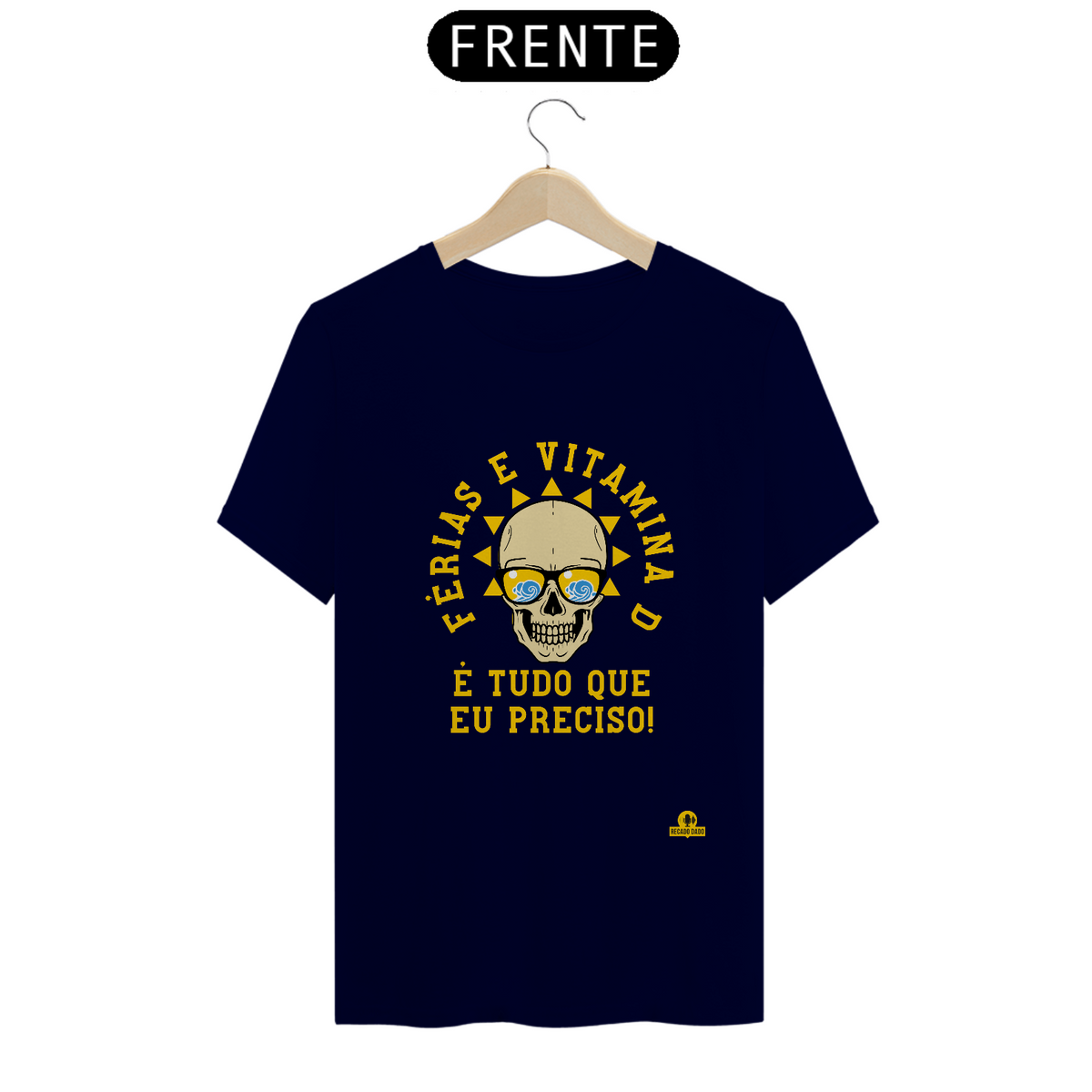 Nome do produto: Camiseta com estampa de caveira e frase divertida \