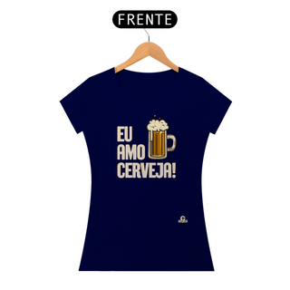 Nome do produtoCamiseta com a frase Eu Amo Cerveja e imagem de uma bela caneca de Chopp.