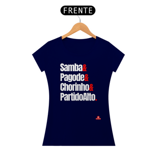 Nome do produtoCamiseta feminina de samba com frase 