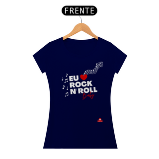 Nome do produtoCamiseta feminina de rock estilizada com a frase 